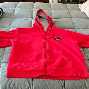 Champion Men's Red Zip-Up Hoodie